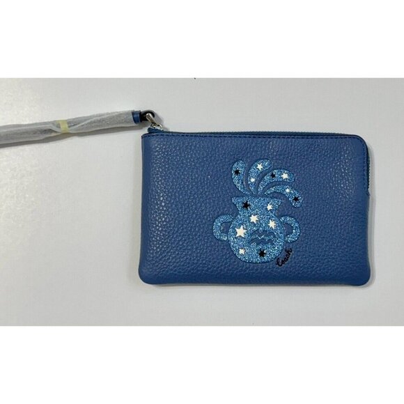 Limited Edition Coach Blue Wristlet with Aquarius Sign - Picture 1 of 9